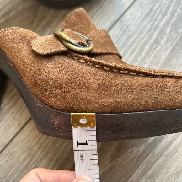 Matisse Suede Leather Wooden  Heel Western Mules Clogs - Picture 15 of 16